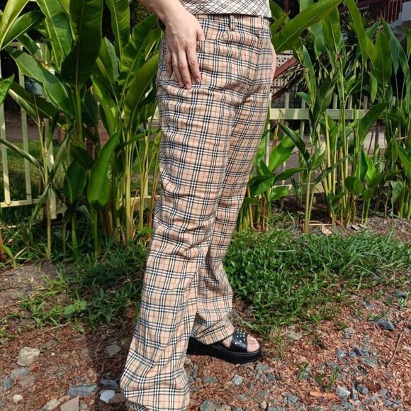 Vintage Burberrys of London Blue Label Nova Check Plaid Pants Women's Size 36 M - Picture 5 of 9